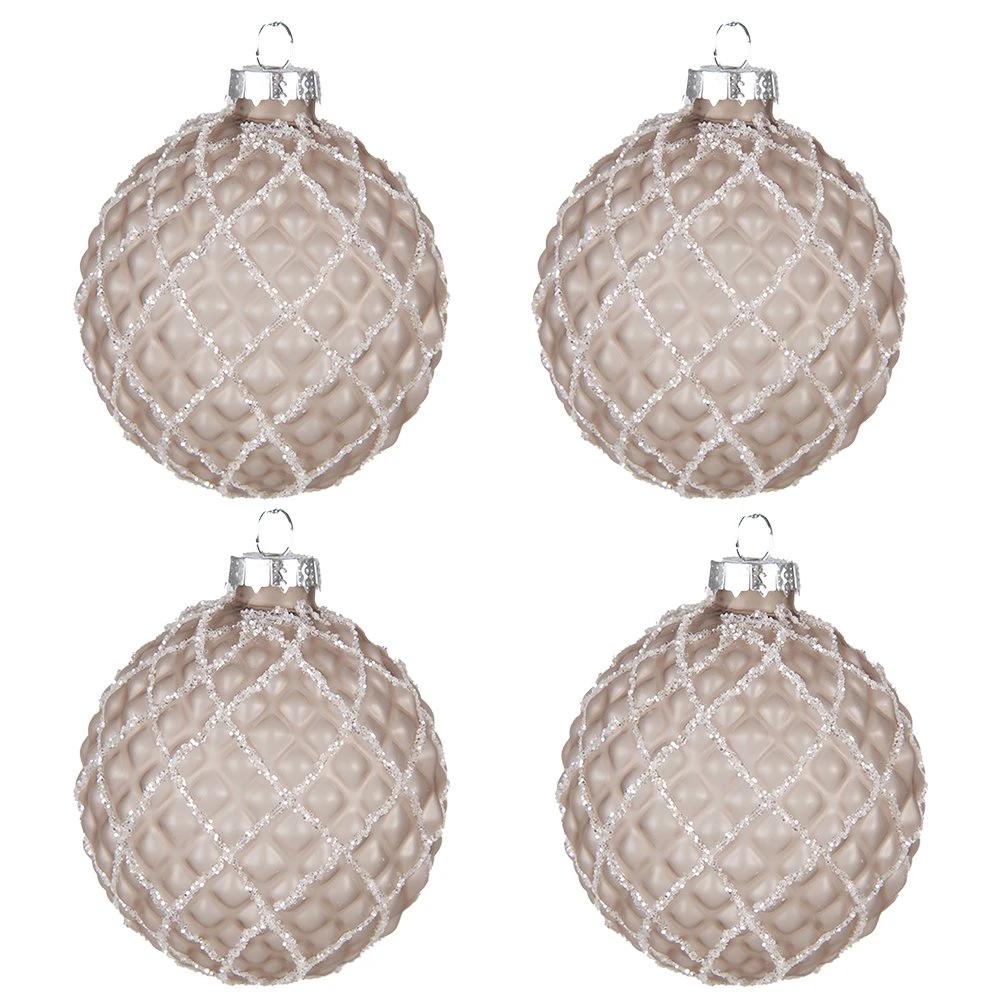 Weihnachtskugel-Set (4 Stück) Ø 8 cm, braune Weihnachtsdekoration aus Glas von Clayre & Eef.