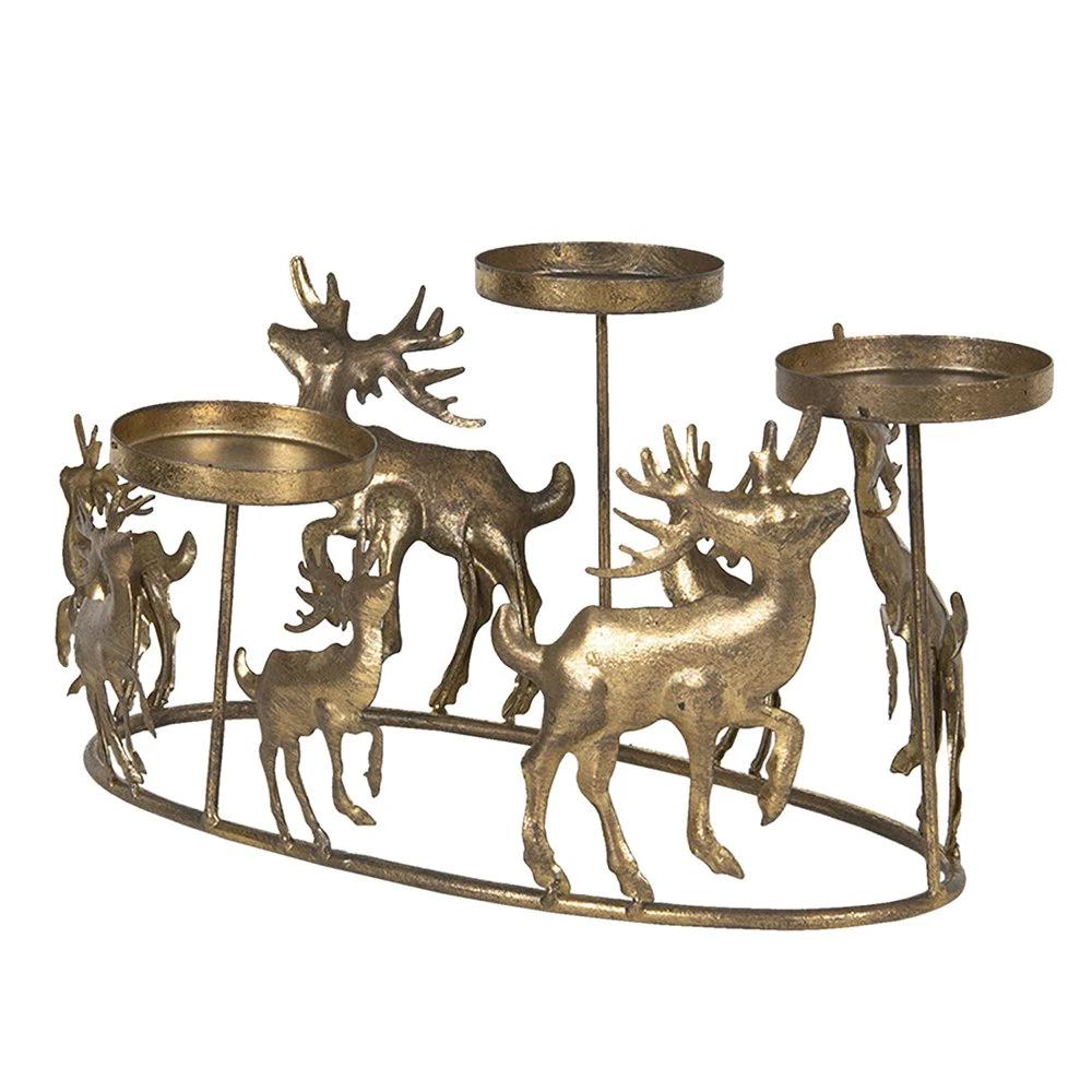 Tealight holder reindeer 34x22x16 cm gold -colored metal tea light holder by Clayre & Eef.