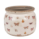 Flowerpot Ø 20x15 cm Beige Pink Ceramic Butterflies Flowerpot Inside by Clayre & Eef.