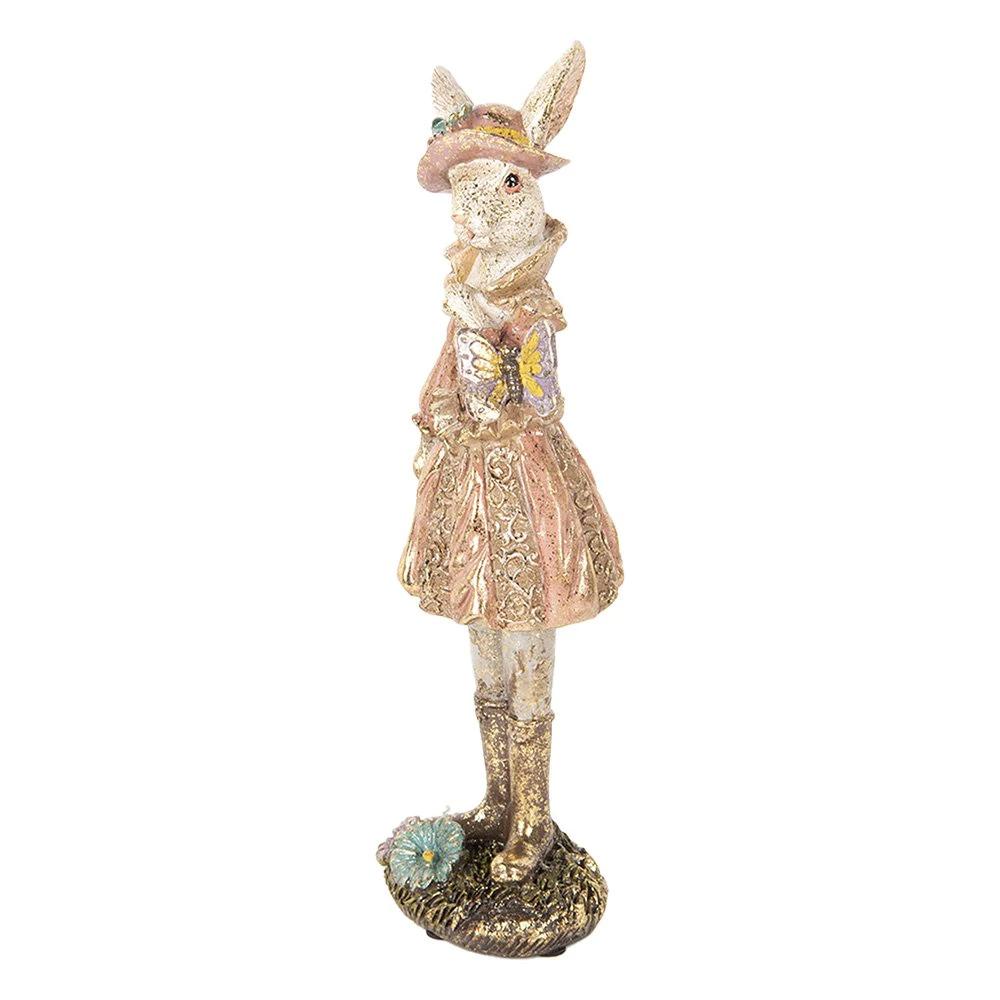 Dekorationsbild Hase 26 cm beige goldfarbenes Kunststoff von Clayre & Eef.