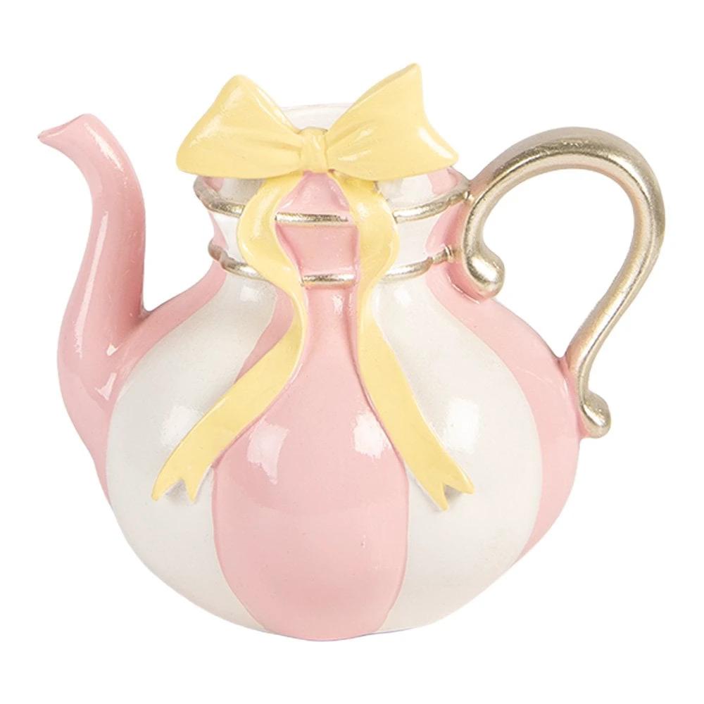 Candlestick Teapot 13x10x11 cm Pink Plastic by Clayre & Eef.