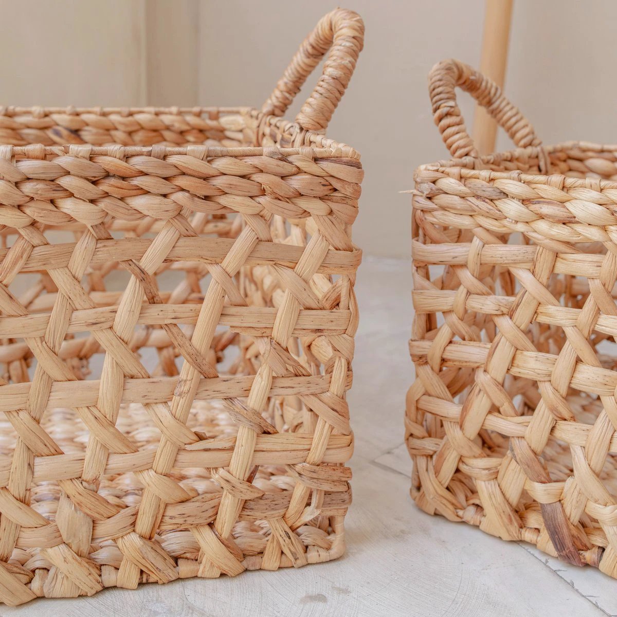 Storage Basket Rectangular Shelf Basket TANGAN Woven by Hand from Water Hyacinth (2 sizes) by Soeji