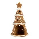 Tea light holder Christmas tree Ø 8x15 cm Brown Ceramic by Clayre & Eef.