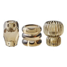 Candle holder, glass, smoked brun, set of 3 by EMIRELLE