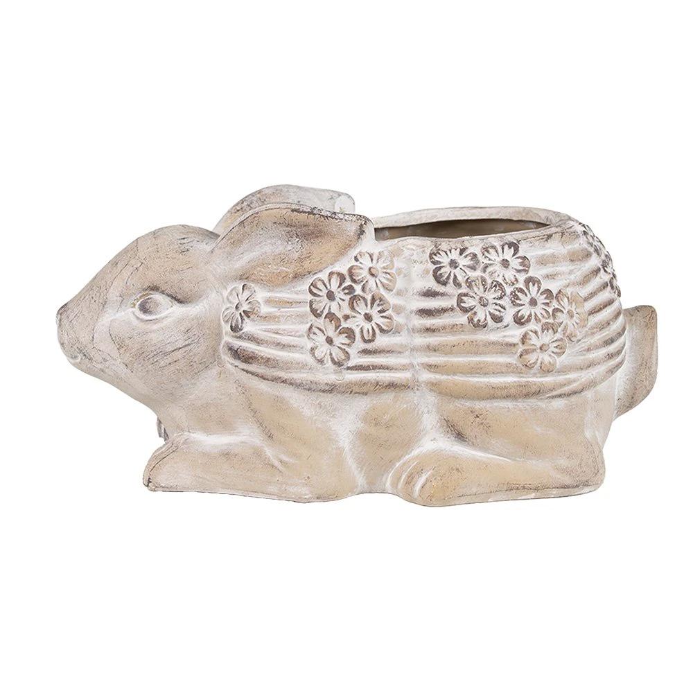Flowerpot Rabbit 30x17x13 cm Beige Stone by Clayre & Eef.