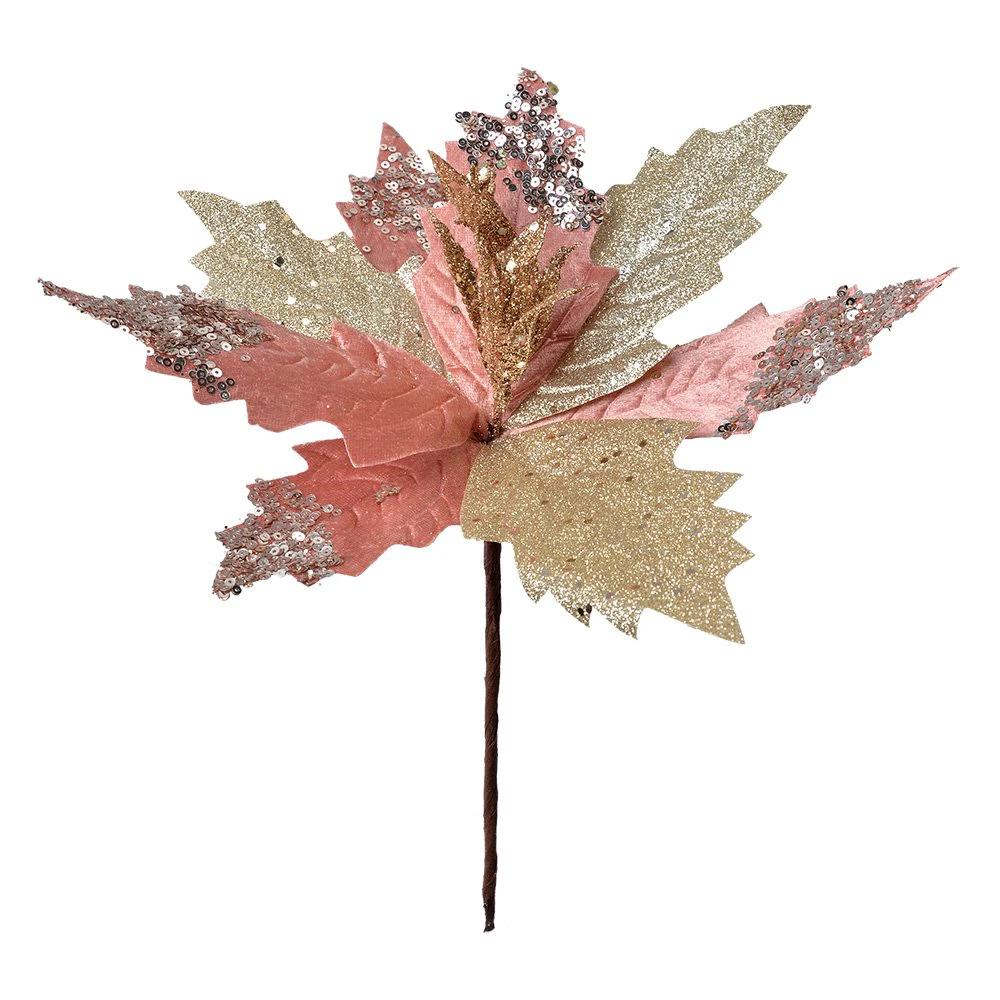 Artificial plant Christmas star Ø 30x30 cm Pink Plastic Christmas decoration by Clayre & Eef.