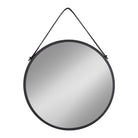 Trapani Mirror - Black, Steel, Artificial Leather, Ø38cm by EMIRELLE