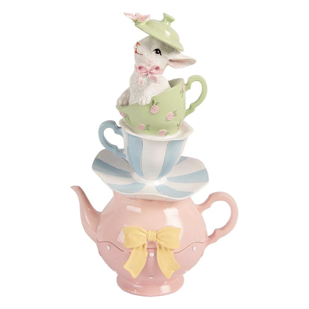 Decoration Statue Rabbit 16x13x26 cm White Plastic by Clayre & Eef.