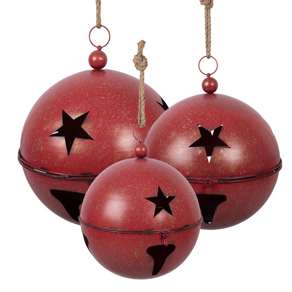 Weihnachtsdekoration Bild Weihnachtskugel Ø 60 / Ø 50 / Ø 40 cm Rot Metall von Clayre & Eef.