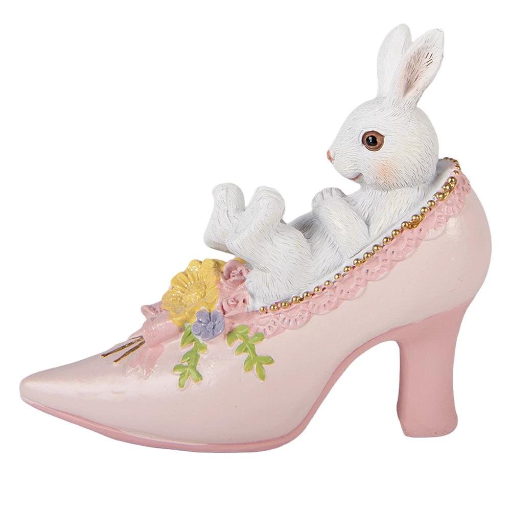 Decoration Statue Rabbit 13x5x12 cm White Plastic by Clayre & Eef.