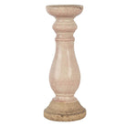 Candlestick Ø 14x36 cm pink ceramic candle stand by Clayre & Eef.