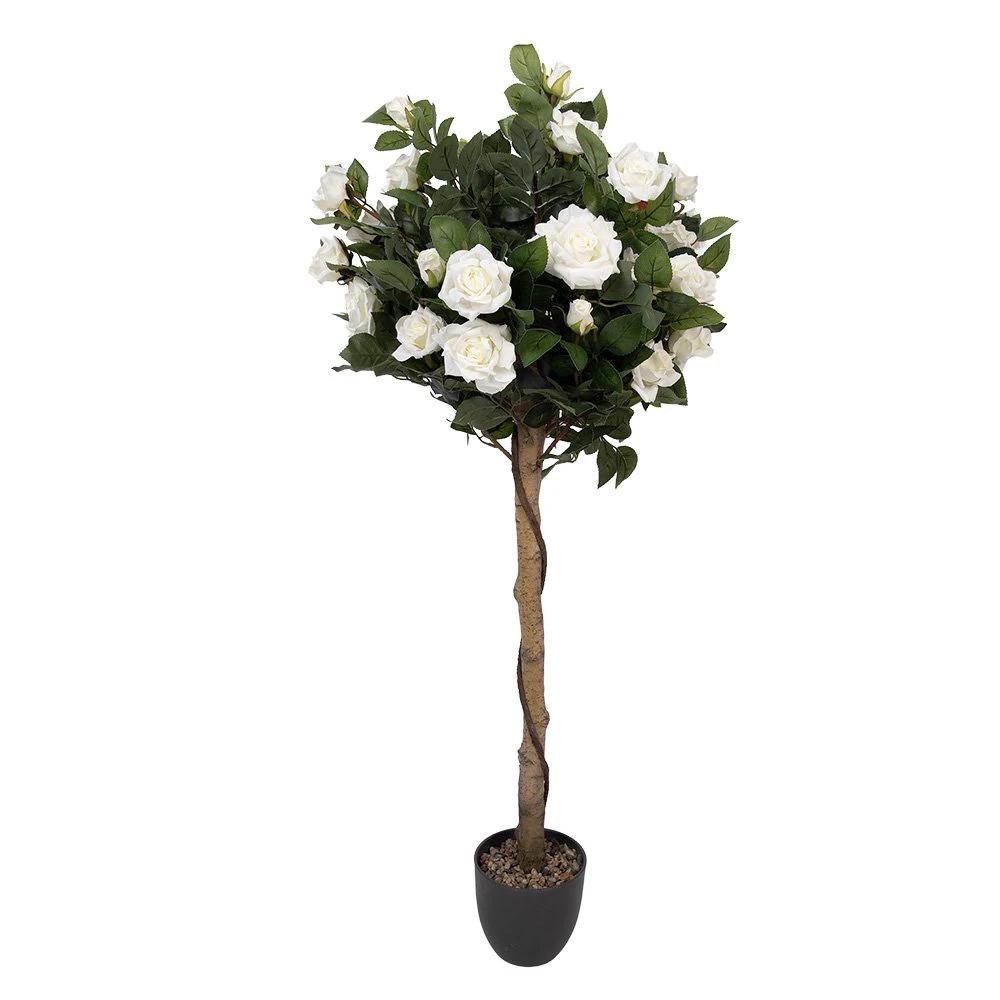 Künstliche Pflanze Rose 120 cm Weißer Kunststoff von Clayre & Eef.