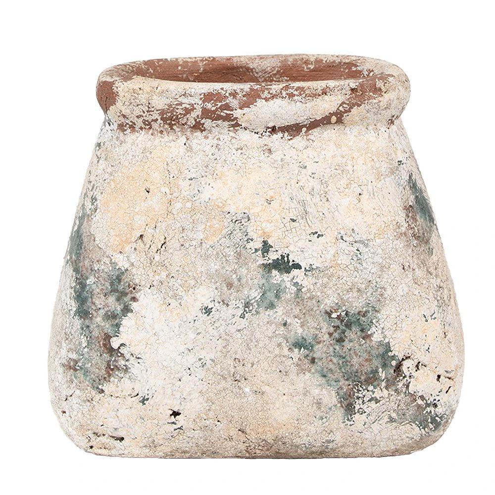 Blumentopf 22x15x19 cm Beige Grün Terrakotta von Clayre & Eef.