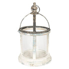Relief light Ø 28x46 cm White wood candle holder by Clayre & Eef.