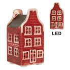 Decoration House with LED House 4x4x8 cm Red Ceramic by Clayre & Eef.