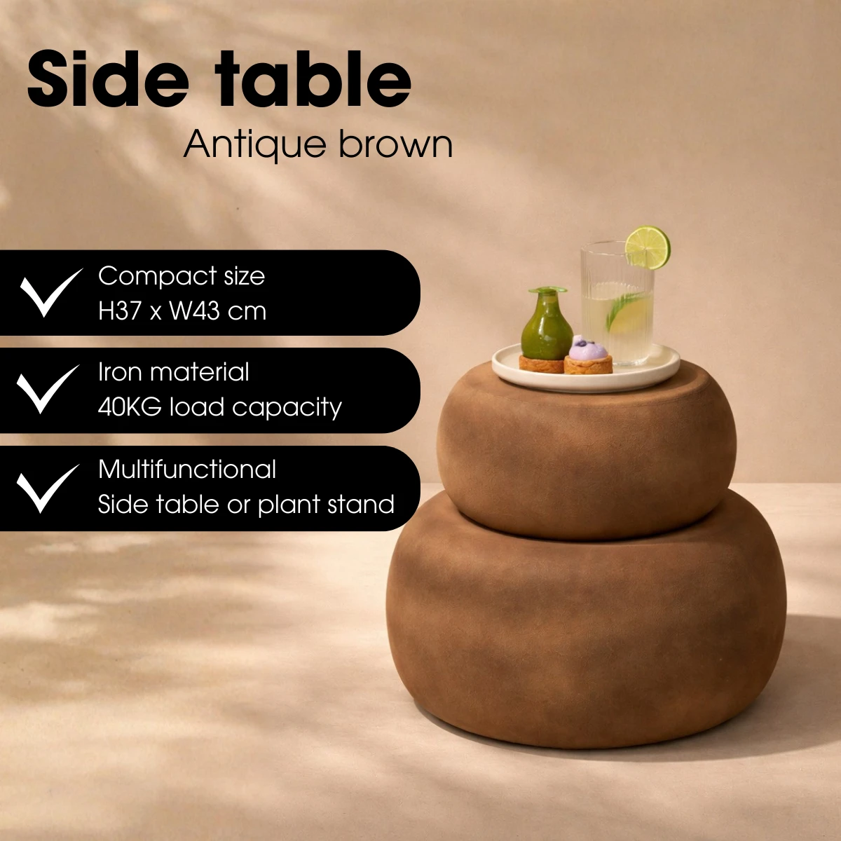 Side table Zea Brown by Mica Decorations
