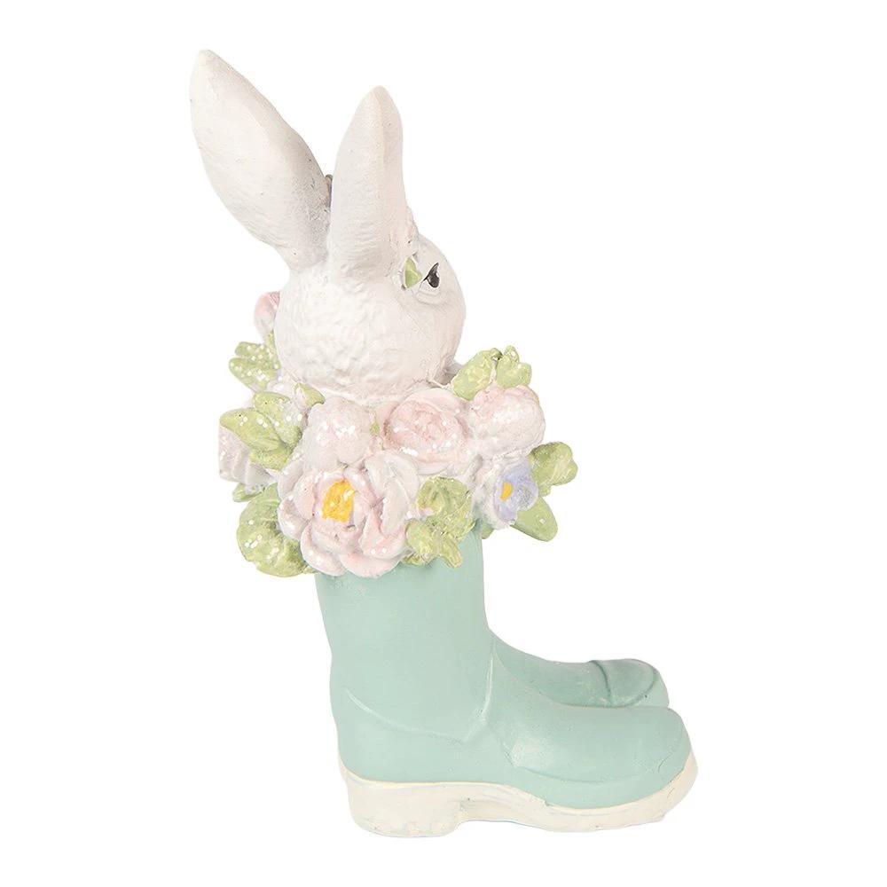 Decoration Statue Rabbit 9x9x15 cm White Plastic by Clayre & Eef.