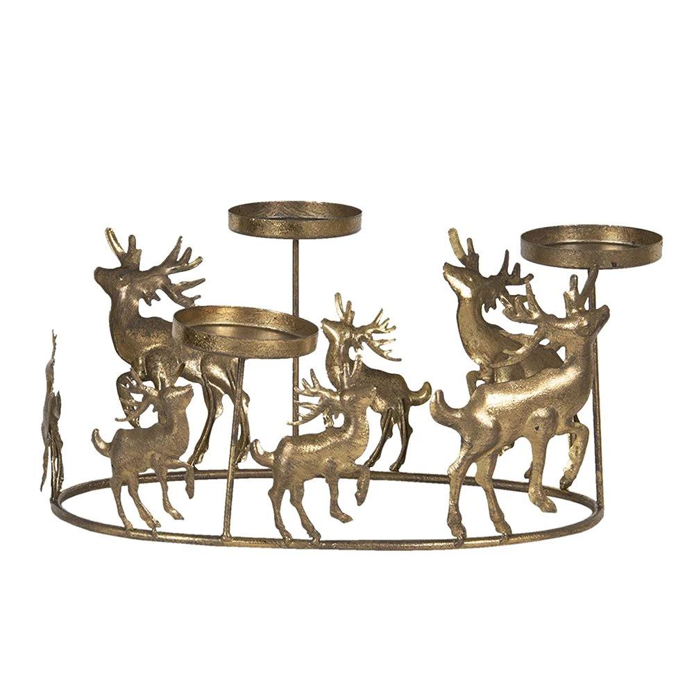 Tealight holder reindeer 34x22x16 cm gold -colored metal tea light holder by Clayre & Eef.