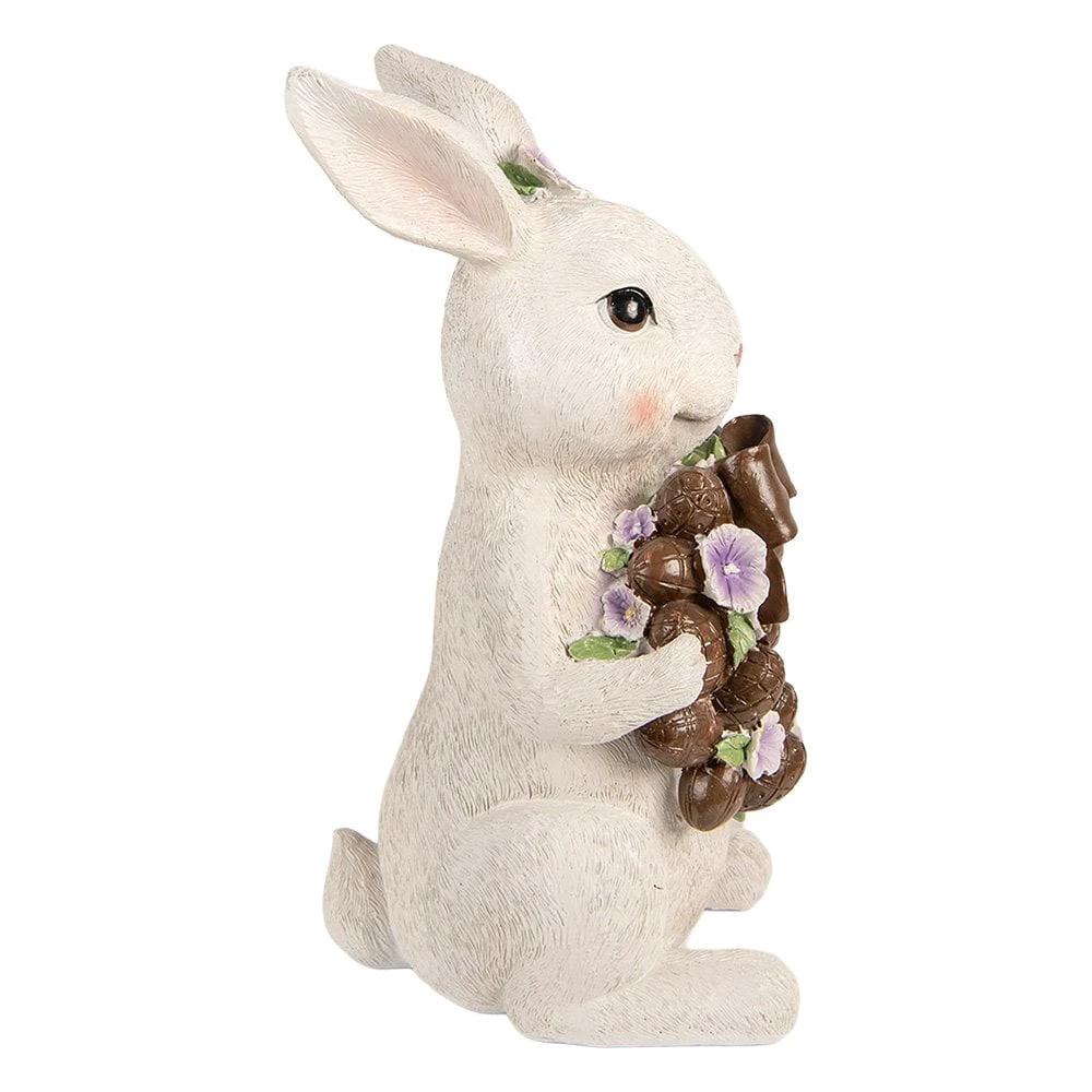Decoration Statue Rabbit 17x16x30 cm White Plastic by Clayre & Eef.