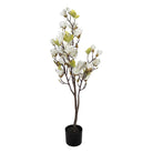 Artificial plant Magnolia 20x15x120 cm White Plastic by Clayre & Eef.