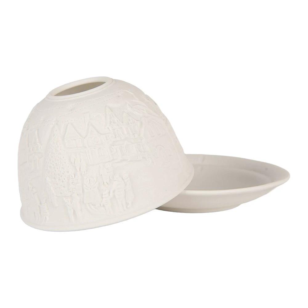 Tea -light holder Ø 12x8 cm White Porcelain Houses by Clayre & Eef.