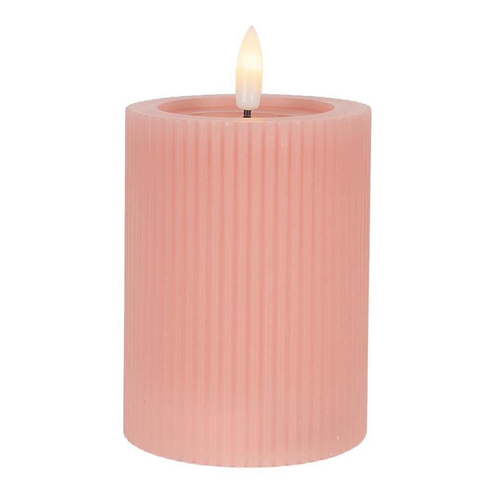 LED-Kerze Ø 8x13 cm rosa Wachs von Clayre & Eef.