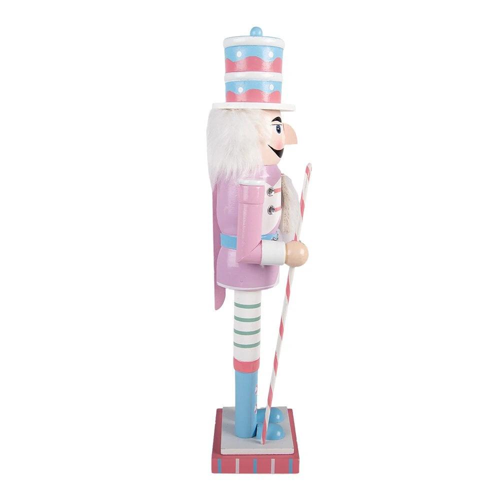 Weihnachtsdekoration Statue Nussknacker 8x7x25 cm Pink Holz von Clayre & Eef.