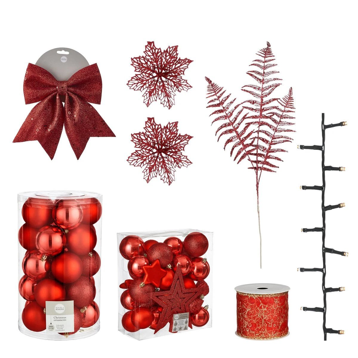 Weihnachtskugel-Set Rot von House of Seasons