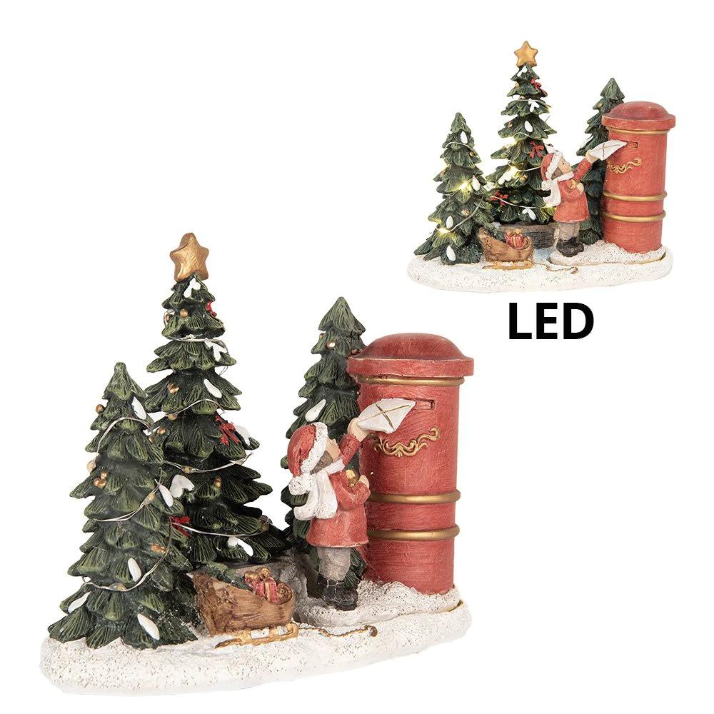 Christmas decoration with LED lighting child 16x12x14 cm red plastic by Clayre & Eef.
