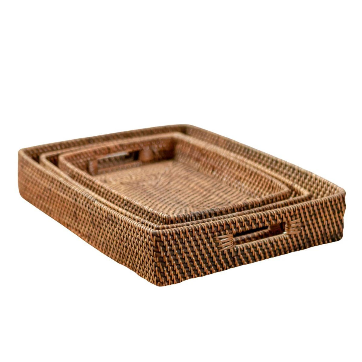 Rectangular Rattan Tray | Serving Tray | Large Decorative Tray AMAHAI Brown (3 sizes) by Soeji