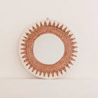 Round Boho Mirror 60 cm | Handmade Woven Wall Mirror AWAN | Wall Decoration with Pattern made of Cotton Cords by Soeji