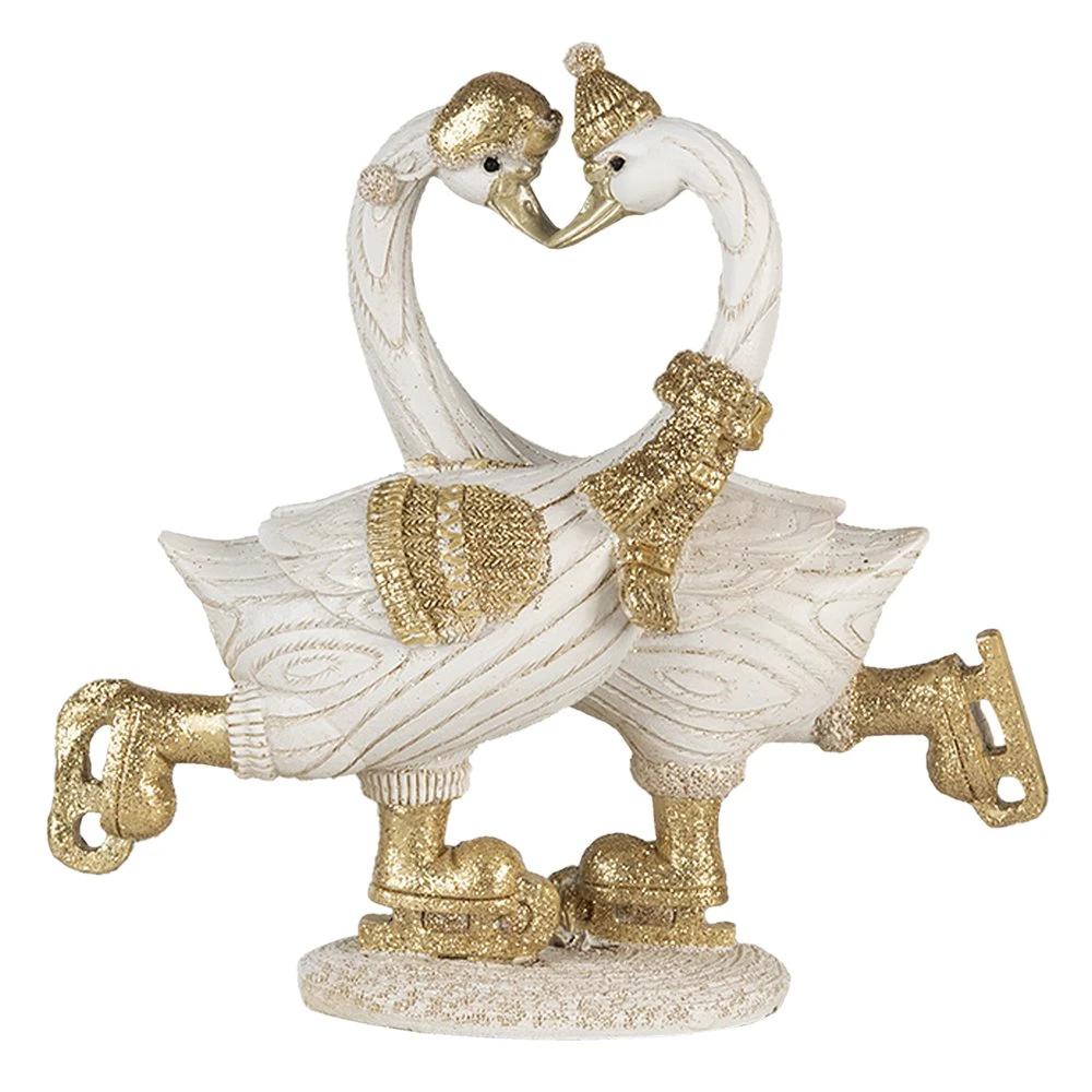Image swan 18x8x17 cm white gold -colored plastic home accessories by Clayre & Eef.