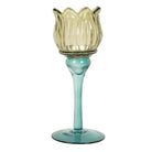 Tea light holder Ø 7x19 cm Green glass by Clayre & Eef.