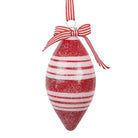 Christmas bauble Ø 6x12 cm red white glass by Clayre & Eef.