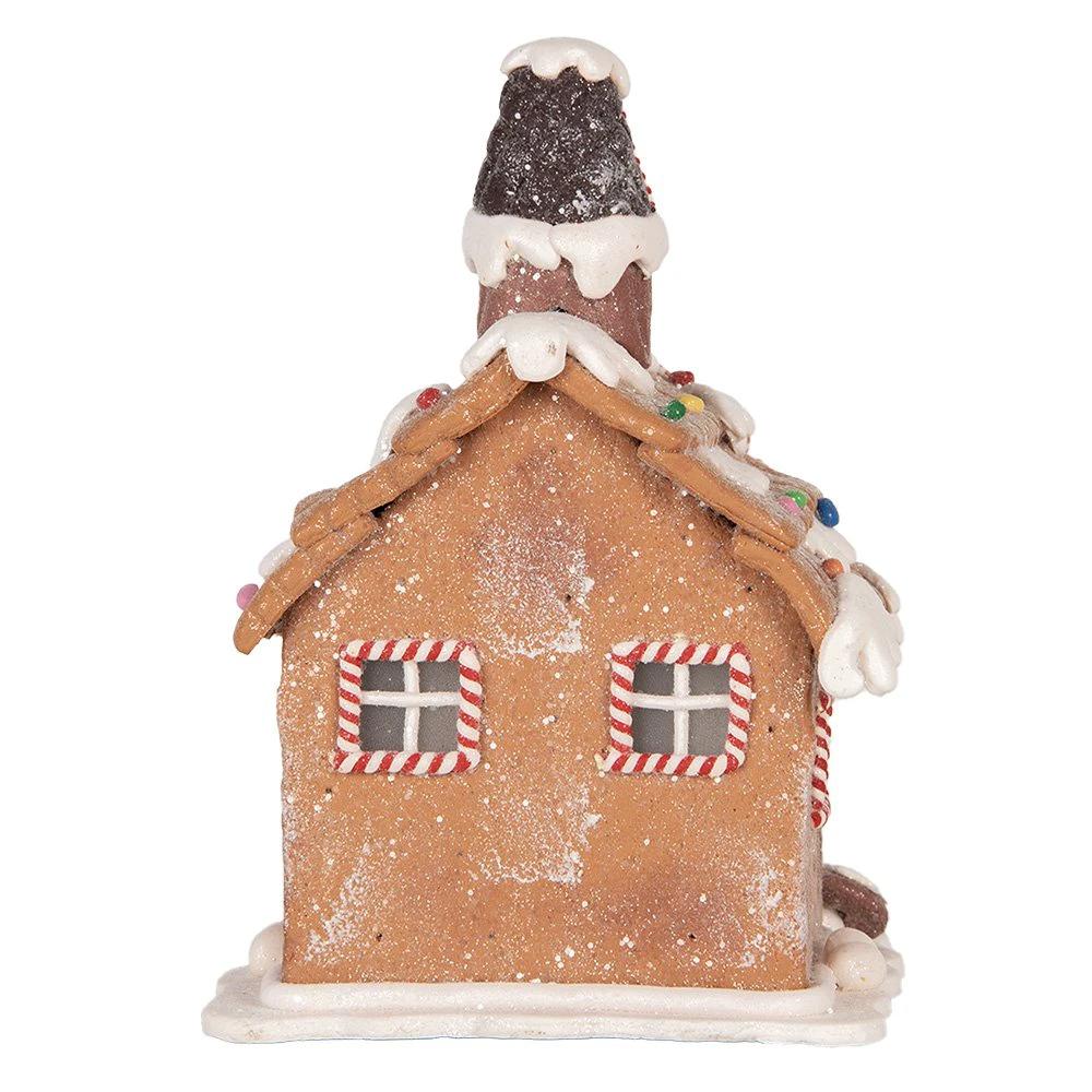 Gingerbread house with LED 13x13x19 cm brown plastic by Clayre & Eef.