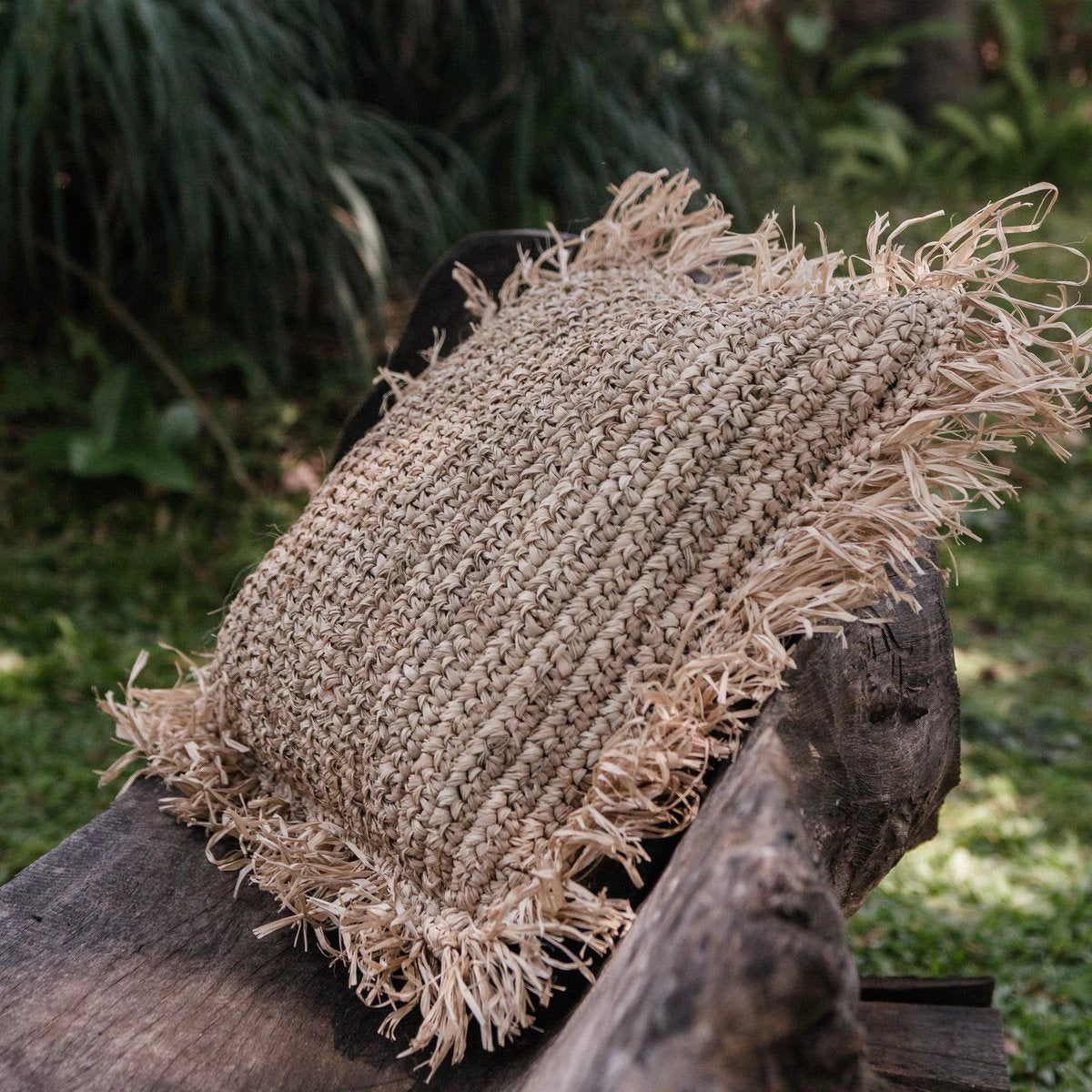 Throw Pillow with filling | Decorative Cushion | Sofa Pillow GANDI made of Raffia by Soeji
