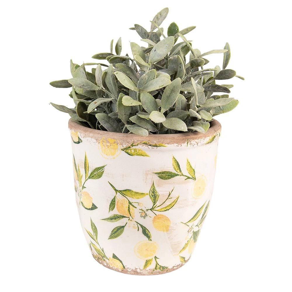 Blumentopf Ø 17x16 cm Gelb Keramik Zitronen-Blumentopf für den Innenbereich von Clayre & Eef.