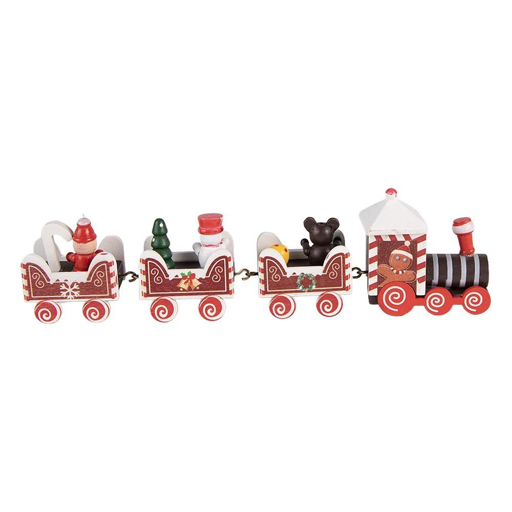 Kerstdecoratie Beeld Trein 22x2x7 cm Rood Hout by Clayre & Eef.