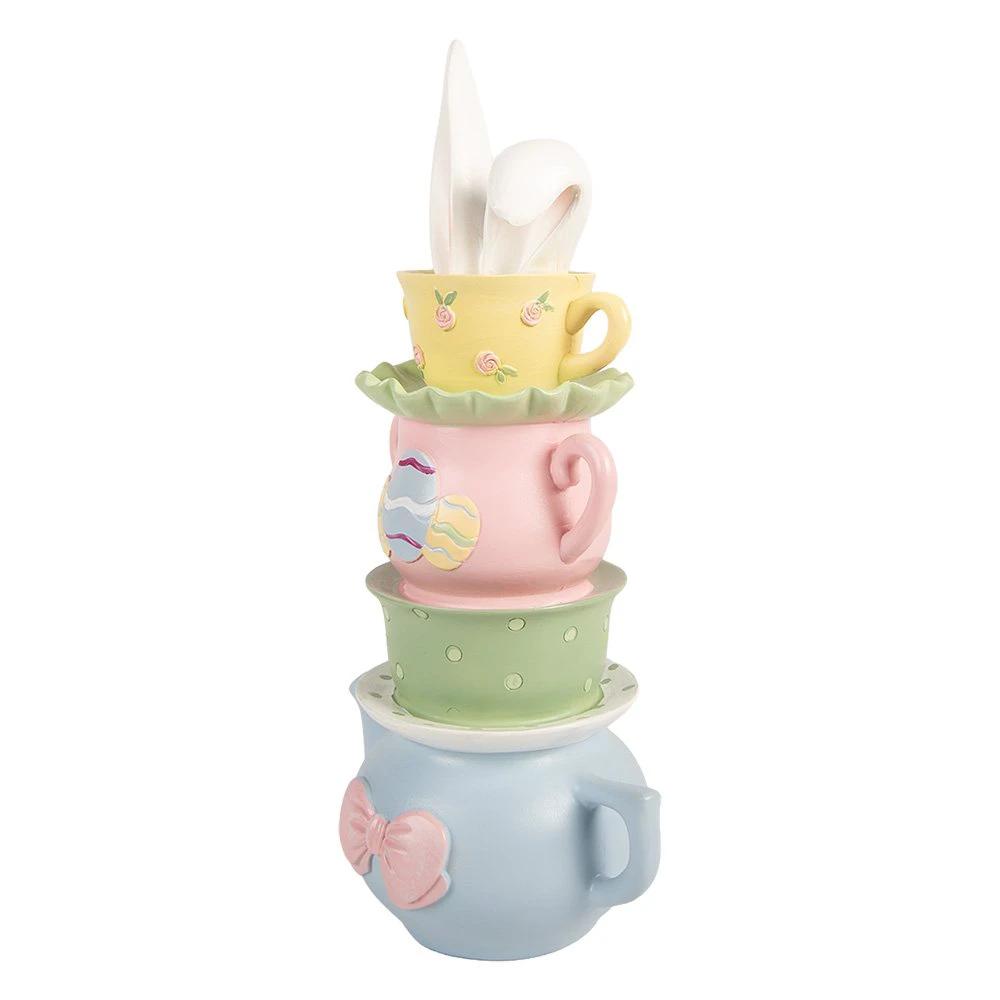Decoration Statue Rabbit 16x11x29 cm Blue Plastic by Clayre & Eef.