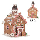 Gingerbread house with LED 13x13x19 cm brown plastic by Clayre & Eef.