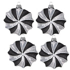 Christbaumkugel-Set mit 4 Kugeln, 10 cm, schwarz-grau, Glas, Weihnachtsdekoration von Clayre & Eef.