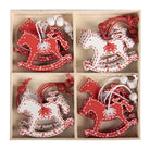 Kersthanger Set van 12 Hobbelpaard 13x13 cm Rood Hout by Clayre & Eef.