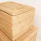 Storage Basket with Lid – Shelf Basket made from Beige Rattan – Handwoven Decorative Basket GRAHA (2 sizes) by Soeji