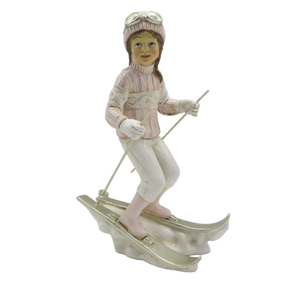 Decoration child on skis 12x8x19 cm by Clayre & Eef.