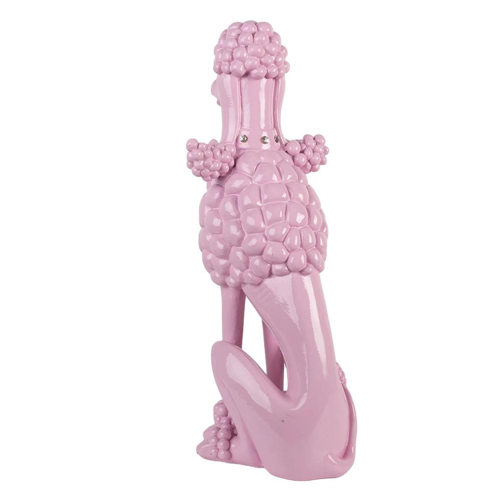 Decoration image dog Poodle 13x17x33 cm pink plastic by Clayre & Eef.