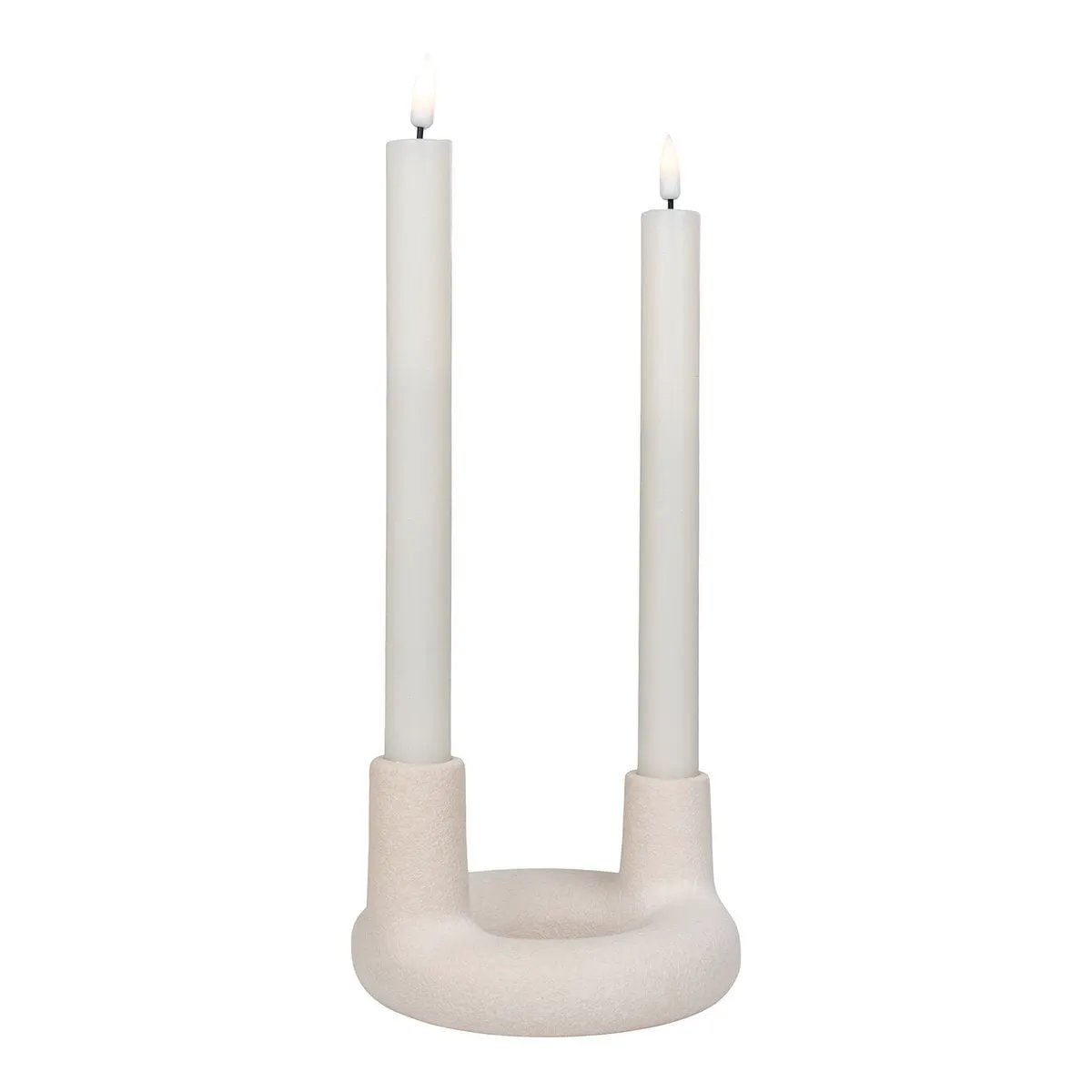 Candle Holder - Ceramic, Beige - Ø13x8.5 cm by EMIRELLE