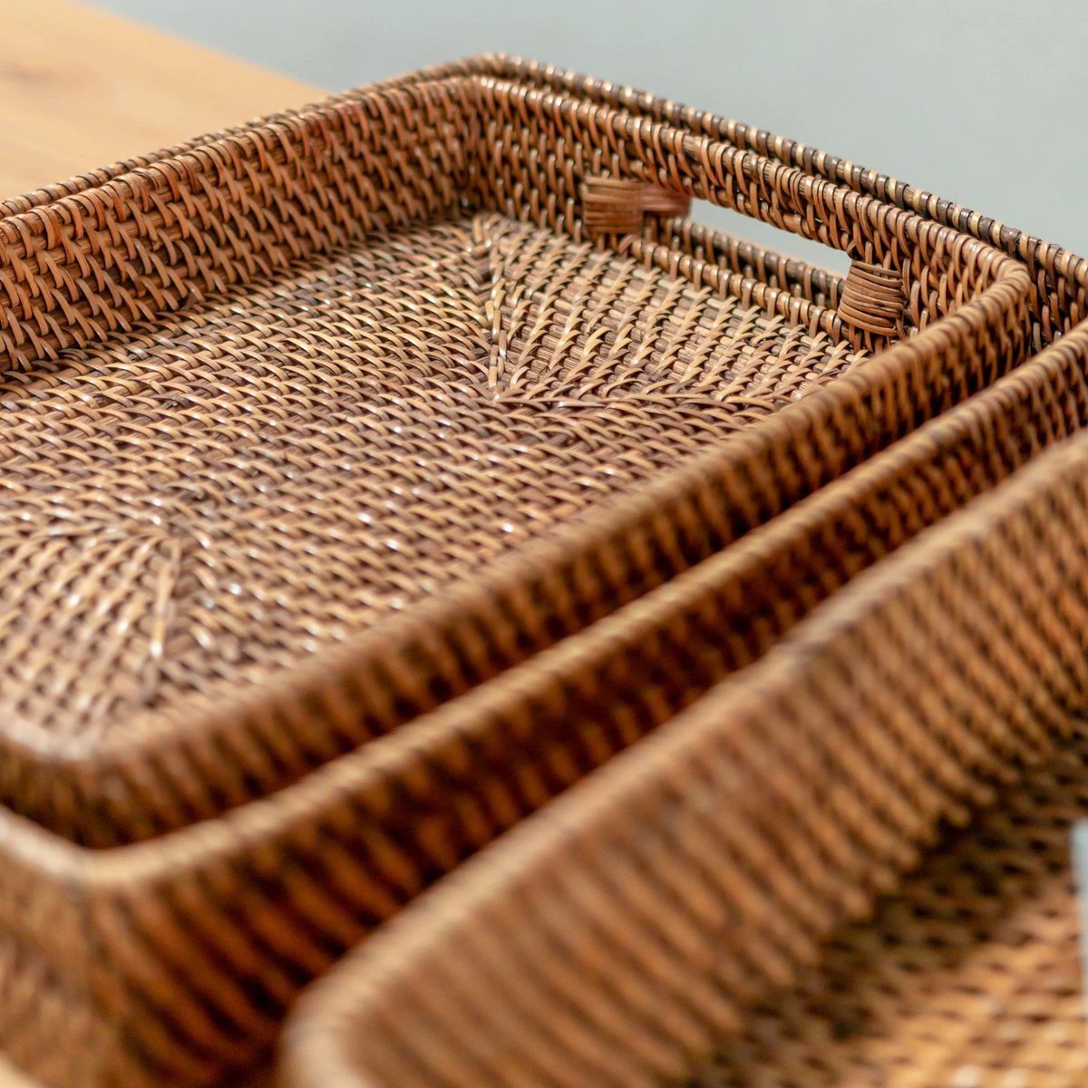 Rectangular Rattan Tray | Serving Tray | Large Decorative Tray AMAHAI Brown (3 sizes) by Soeji