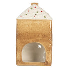 Tea light holder House 9x7x16 cm Brown Ceramic by Clayre & Eef.