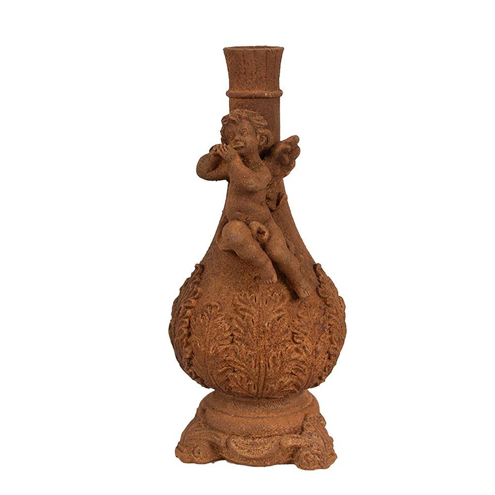 Candlestick 23 cm Brown Polyresin Angel by Clayre & Eef.