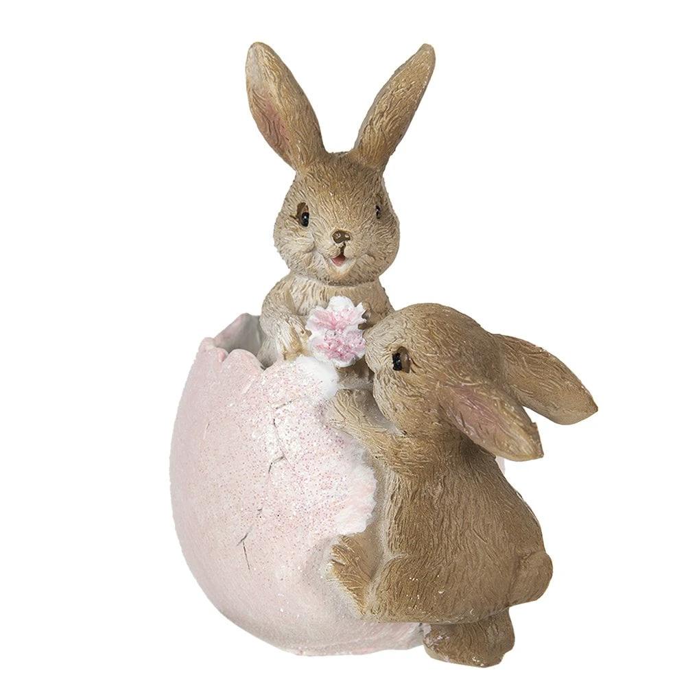 Bild: Kaninchen 10 cm braun-rosa Kunststoff, Wohnaccessoires von Clayre & Eef.